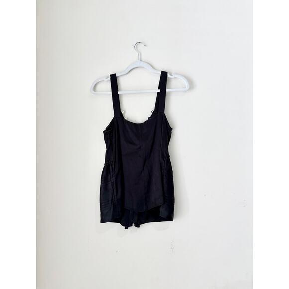 3.1 Phillip Lim Satin Pearl Button Ruffle Cascade Tank Top Black Women's Size 0 - Picture 3 of 5